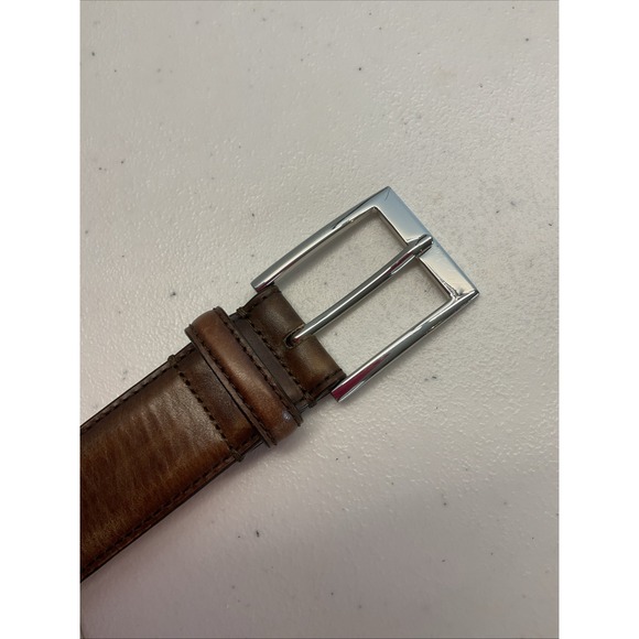 To Boot New York Brown Size 40 Leather Men's Belt Silver Buckle Handmade Italy - Picture 8 of 9